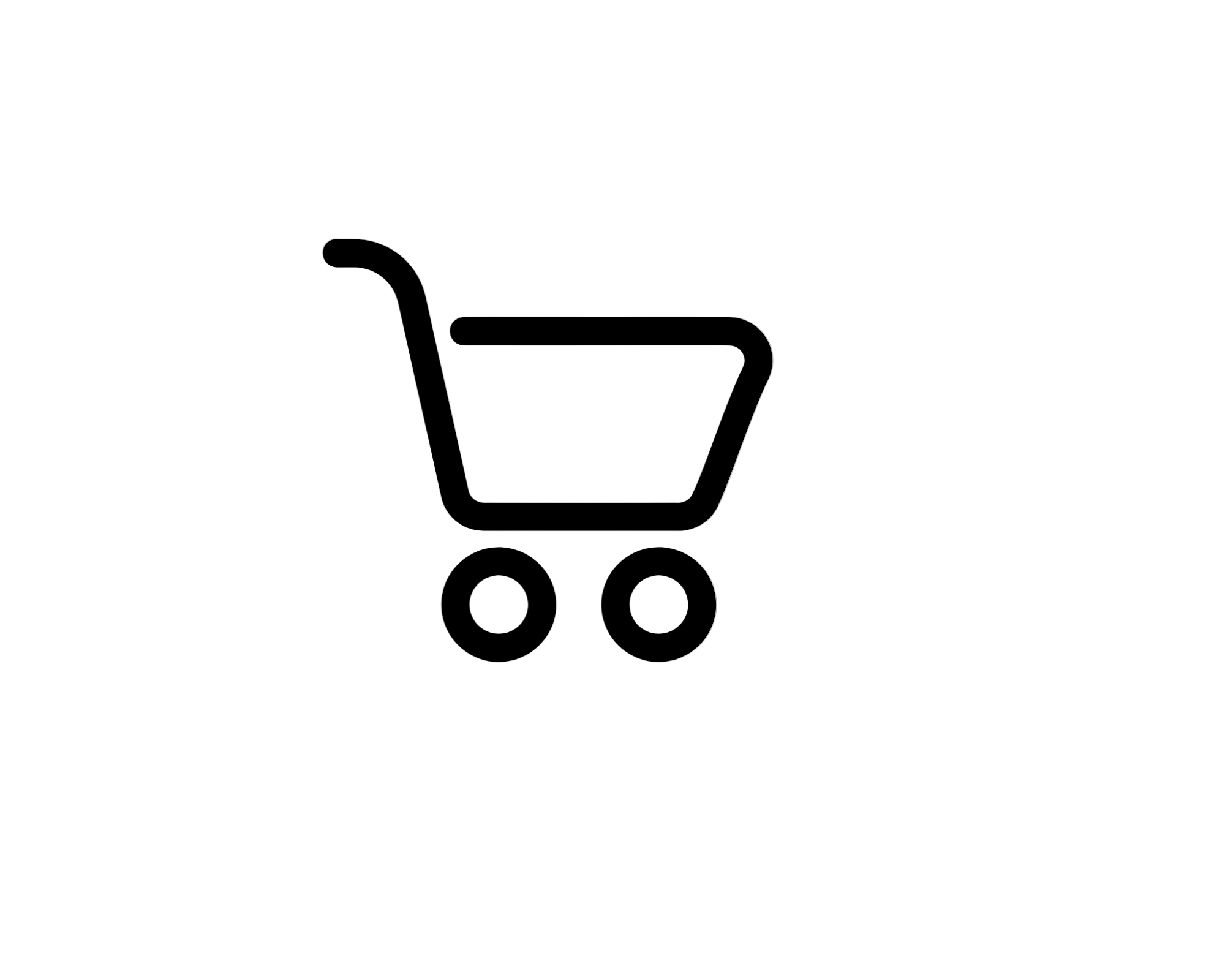 Black outline of a shopping cart on a white background
